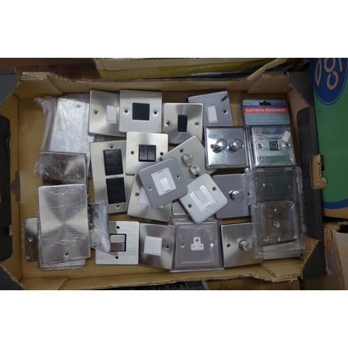 2110 - Approx 30 pcs of chrome wall switches, light switches, blank panels etc. (unused)