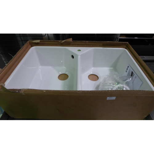 3050 - Blanco Villae Double Belfast Style White Ceramic Farmhouse Sink (490x794mm), model no:- BL468491, RR... 