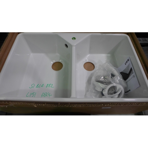 3050 - Blanco Villae Double Belfast Style White Ceramic Farmhouse Sink (490x794mm), model no:- BL468491, RR... 