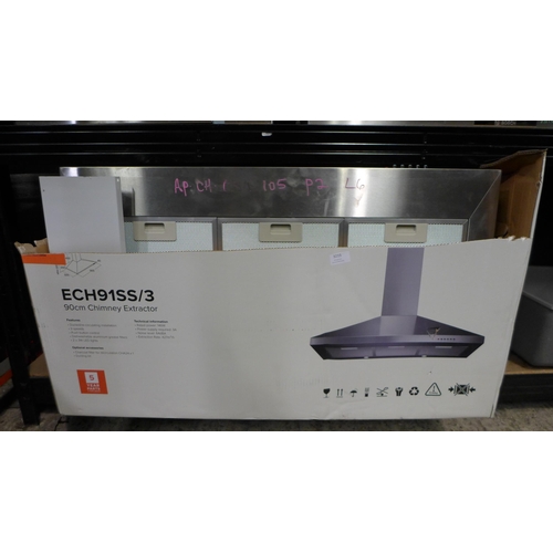 3215 - CDA Chimney Cooker Hood (H820xW900xD500), model no.:- ECH91SS, original RRP £140.83 inc. VAT * This ... 