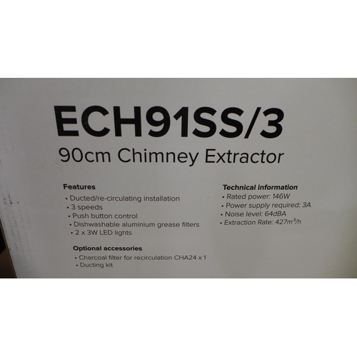 3215 - CDA Chimney Cooker Hood (H820xW900xD500), model no.:- ECH91SS, original RRP £140.83 inc. VAT * This ... 