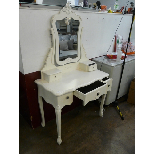 1519 - A white antique style dressing table with upholstered stool