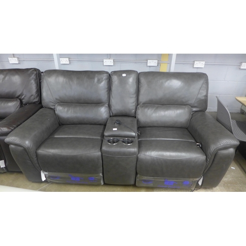 1496 - A Maxwell two seater grey leather recliner