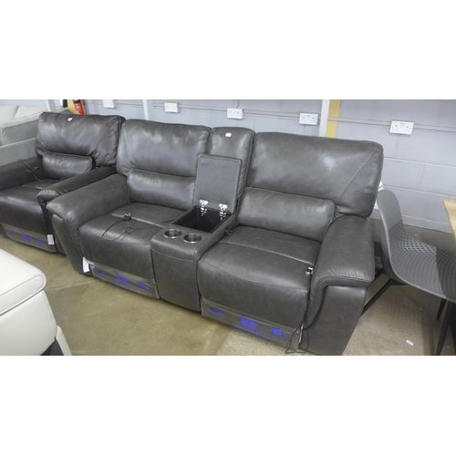 1496 - A Maxwell two seater grey leather recliner