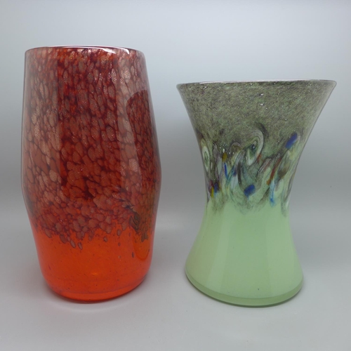 602 - Two Monart art glass vases, 21cm and 18.5cm