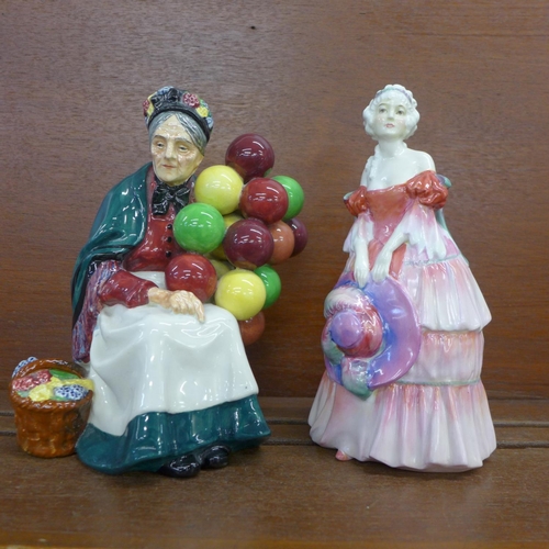 610 - Two Royal Doulton figures, Veronica and The Old Balloon Seller, Veronica a/f