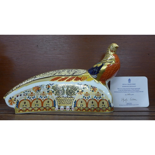 612 - A Royal Crown Derby Harrods Pheasant paperweight, 105 of 300, boxed with certificate