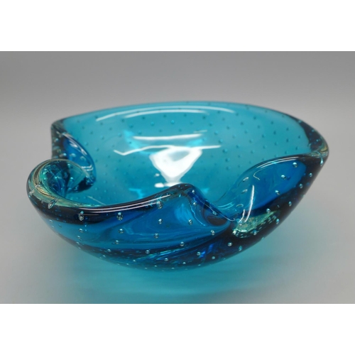 636 - A Murano controlled bubbles glass ashtray