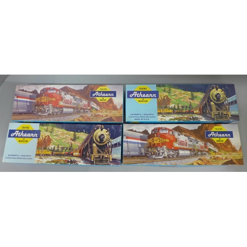 641 - Four Athearn HO model trains, N&W, Santa Fe, Merger x 2, boxed