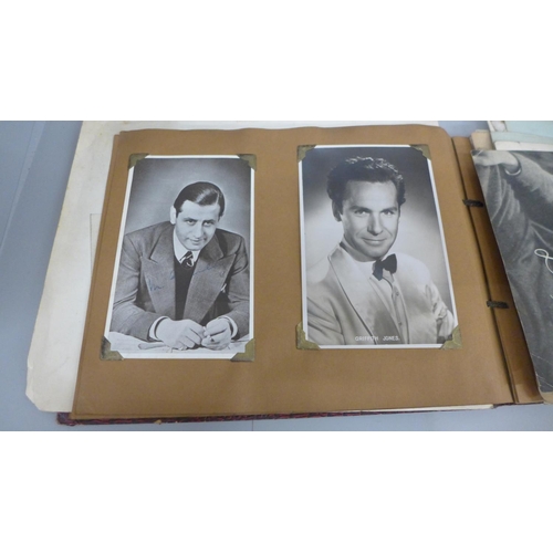 644 - An album of mid-20th Century film star publicity photographs, some with real and facsimile autograph... 