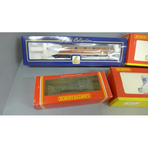 646 - Three 0 gauge Hornby locomotives and a Lima locomotive, boxed