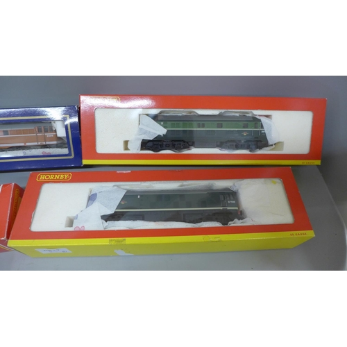 646 - Three 0 gauge Hornby locomotives and a Lima locomotive, boxed