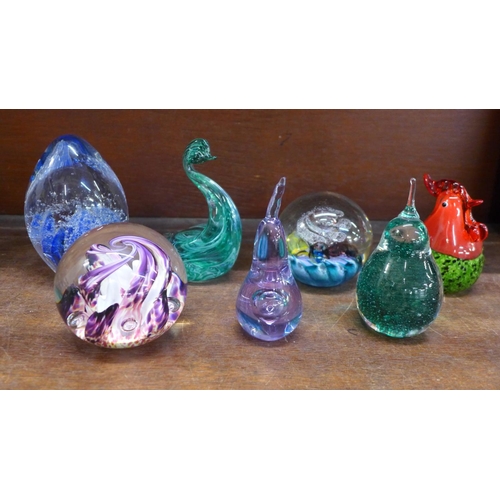 652 - Seven glass paperweights including two Selkirk, Tiger Lily and Celebration