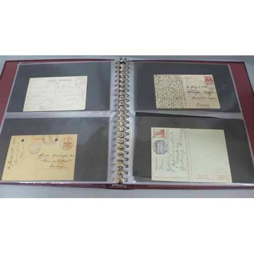 655 - Stamps - postal history from WWI with censored mail, etc., from a variety of countries in an album (... 