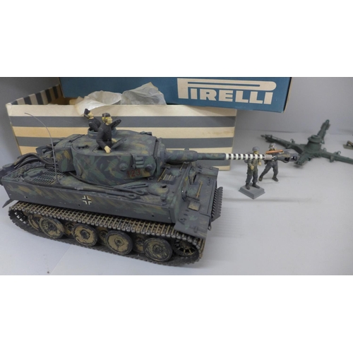 656 - Three boxes of plastic German army soldiers, tank and field gun