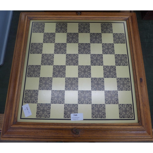 744 - An Italian wooden chess set, complete, 49cm square, wood and metal pieces