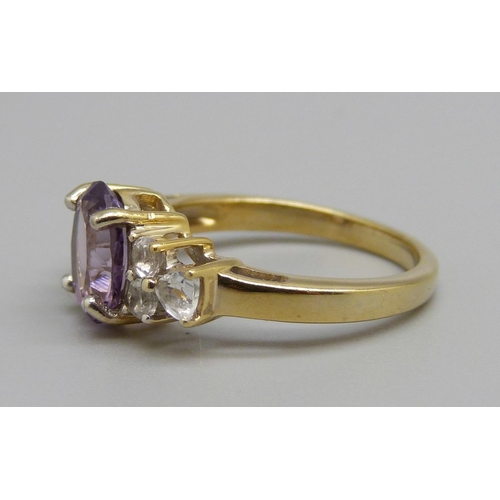 890 - A silver gilt amethyst and white stone ring, with certificate, N