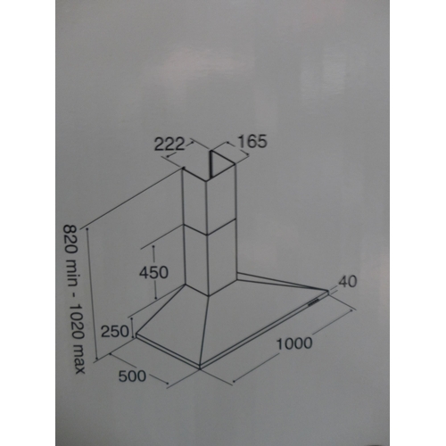 3036 - CDA 100cm Matte Black Chimney Extractor, model ECH101BL/3