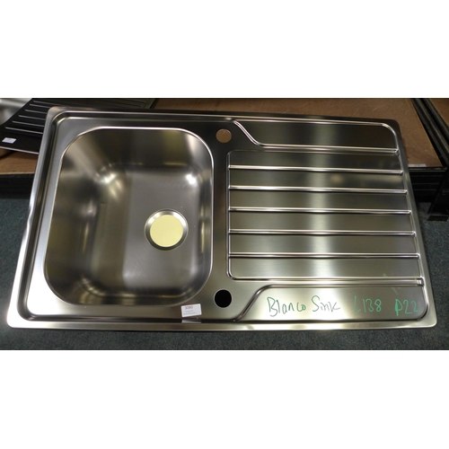 3053 - Blanco Dinas Stainless Steel Reversible Sink with Drainer * This lot is subject to VAT