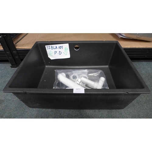 3054 - Blanco Black Composite Granite Samos Undermount Sink (370x500mm), model no:- 525795, RRP £332.5 inc.... 