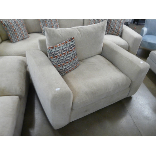 1301 - A Champagne upholstered corner sofa and loveseat with a set of scatter cushions