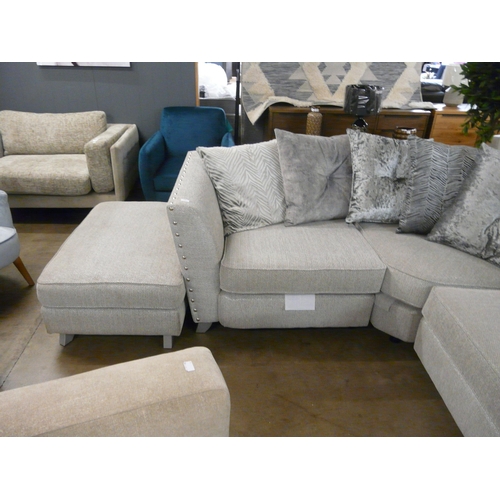 1398 - A Coco scatter back curved corner sofa and footstool