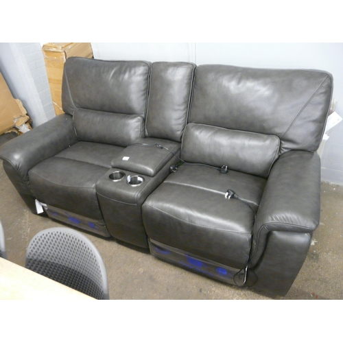 1438 - A Maxwell two seater grey leather recliner