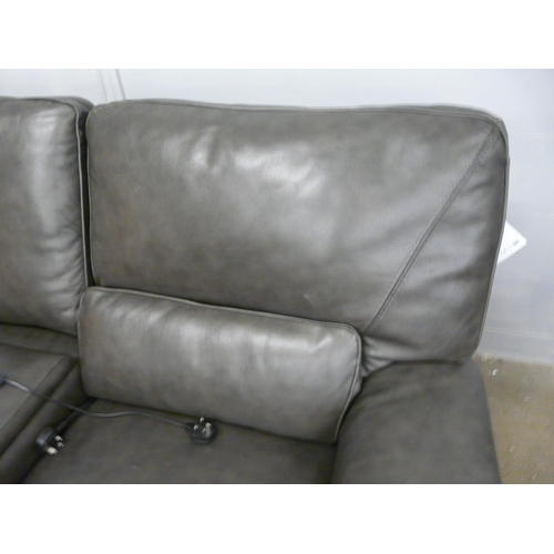 1438 - A Maxwell two seater grey leather recliner