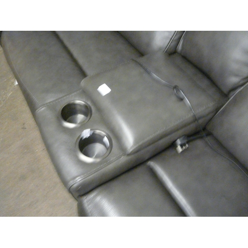 1438 - A Maxwell two seater grey leather recliner