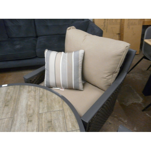 1438 - A Maxwell two seater grey leather recliner