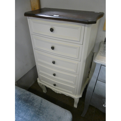 1443 - A five drawer tall boy with contrasting top