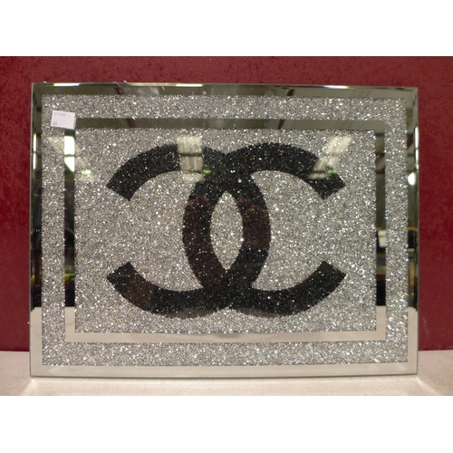 3126a - Mirrored crystal 'CC' Table Centre-piece