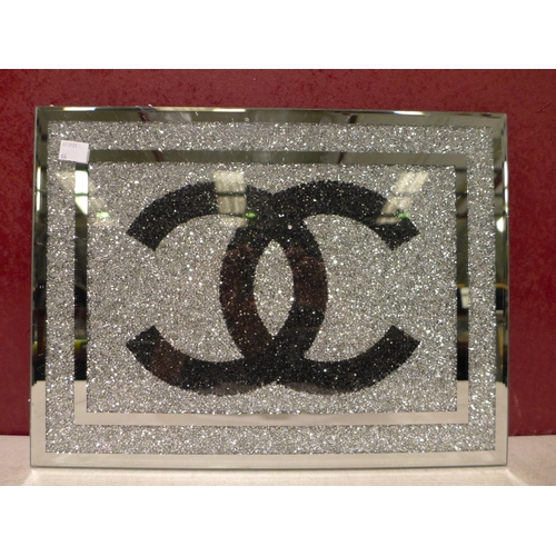 3126c - Mirrored crystal 'CC' Table Centre-piece