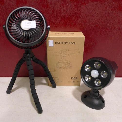 3160 - Battery fan and LED light