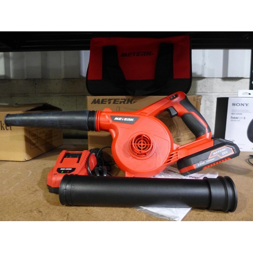 3161 - Meterk 20V cordless blower with battery charger and attachments