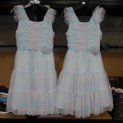 3175 - 2 girls Jona Michelle rainbow dresses - size 10    * This lot is subject to vat