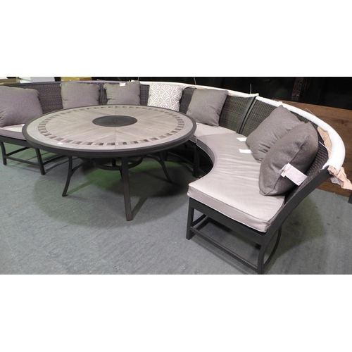 3241 - Agio Conway 4 piece Woven Bench Sectional Dining Set With Circular Table   ,    (267Z-8)  * Original... 