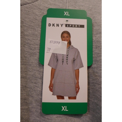 3297 - 2 Ladies DKNY Sport oversized hoodied jumper dresses - 1 grey, 1 pink - both size XL * This lot is s... 