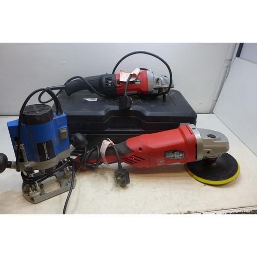 2004 - Two Clarke 240v angle grinders with silverline router