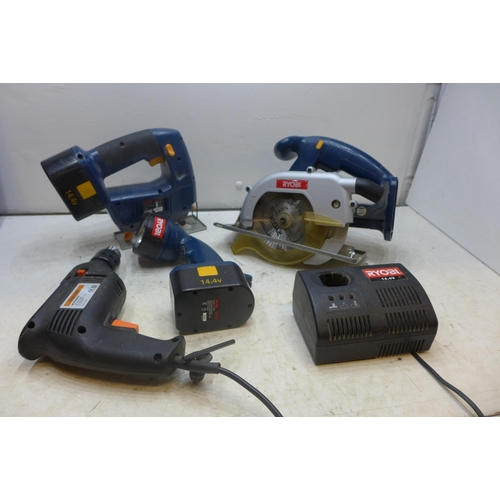 2008 - Ryobi cordless circular saw, Ryobi site torch, Ryobi cordless jigsaw, Ryobi charger and Challenge ha... 