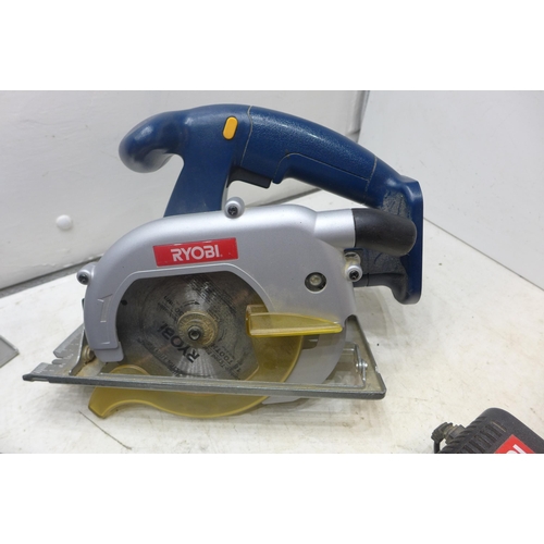 2008 - Ryobi cordless circular saw, Ryobi site torch, Ryobi cordless jigsaw, Ryobi charger and Challenge ha... 