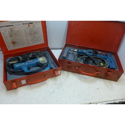 2036 - Bosch hammer drill in case, Bosch jigsaw in case - both 240v