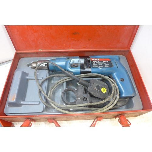 2036 - Bosch hammer drill in case, Bosch jigsaw in case - both 240v