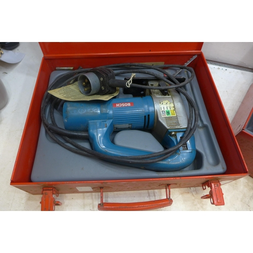 2036 - Bosch hammer drill in case, Bosch jigsaw in case - both 240v