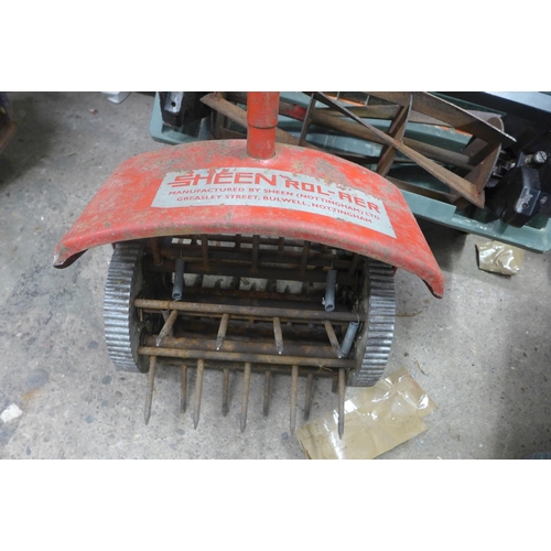 2076 - Sheen aerator/scarifier, seed spreader and lawnmower cutter