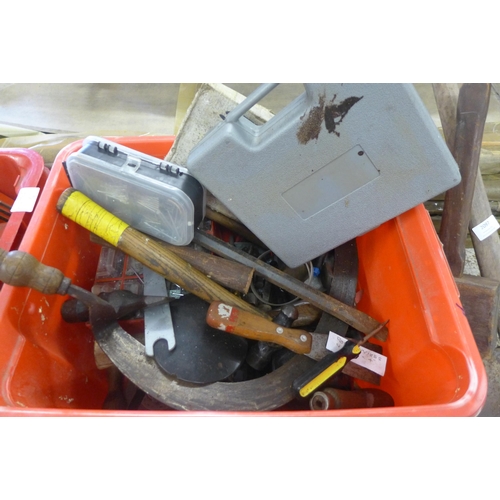 2096 - 2 Red box's of assorted joinery tools