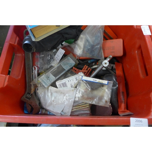 2096 - 2 Red box's of assorted joinery tools