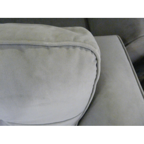 1464 - A dove grey velvet and pinched back cushioned four seater sofa and loveseat