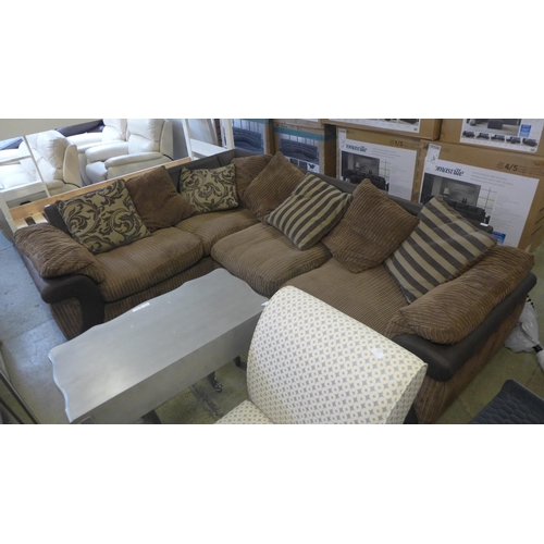 1541 - A snake effect and brown jumbo corduroy corner sofa