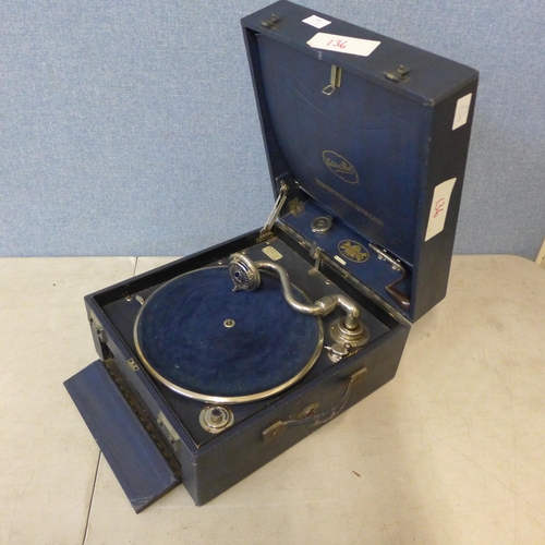 382 - An Edison Bell Electron gramophone in case with chrome fittings